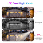 2K Solar Security Cameras Wireless Outdoor Battery Powered Security Camera PIR Motion Alarm Two Way Audio