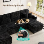 U Shaped Sleeper Sectional Sofa Pull Out Bed Double Storage Chaise USB Small Desktop Living Room 110in Black Customized