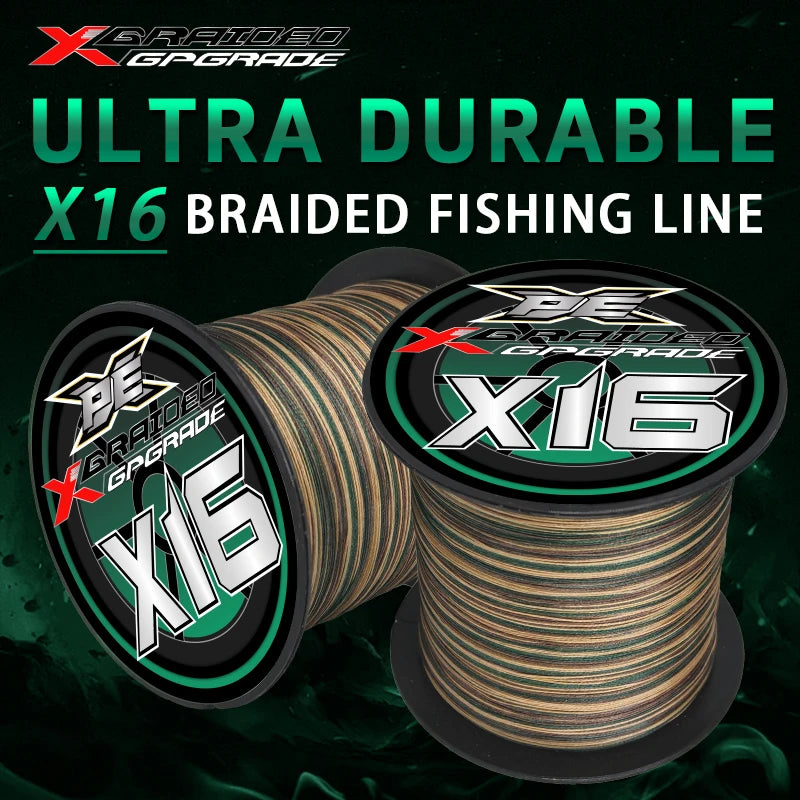 Fishing Lines X16 Strands Braided PE Line 300/500M Smooth Multifilament Line Carp Fly Fishing Wire Strong 16X Weave