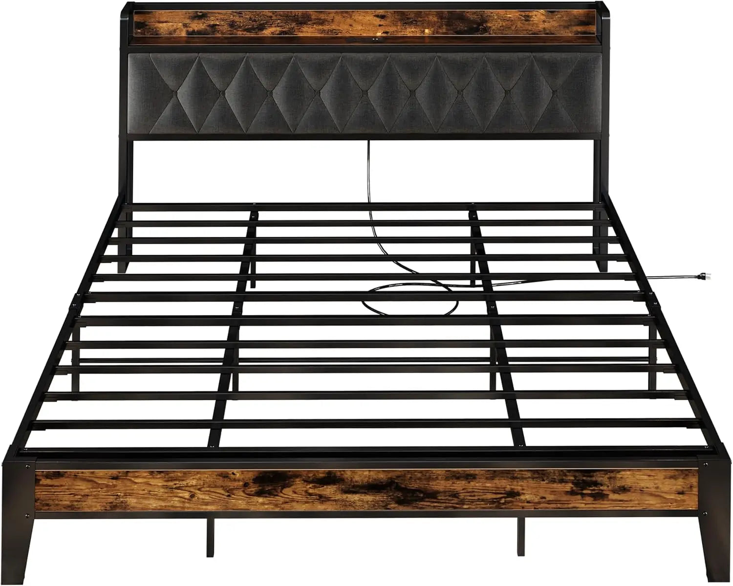 Twin/TwinXL/Full/Queen/King/CaliforniaKing Bed Frames, Storage Headboard with Outlets,