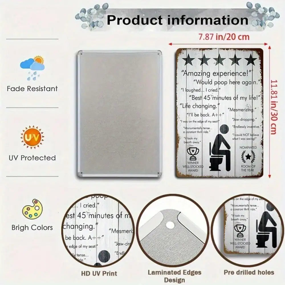 1PC Tin Sign 5-Star Bathroom