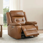 Genuine Leather Power Recliner Chair for Adults, Wall Hugger Recliner with Power Headrest