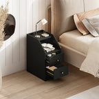 Side Table w/ Charging Station, Storage Drawers, Sofa Couch Table for Small Space