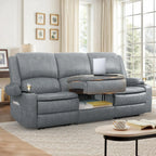 3 Seat Recliner Sofa with Console, Armrest, PU Leather, Cup Holders, USB Ports,