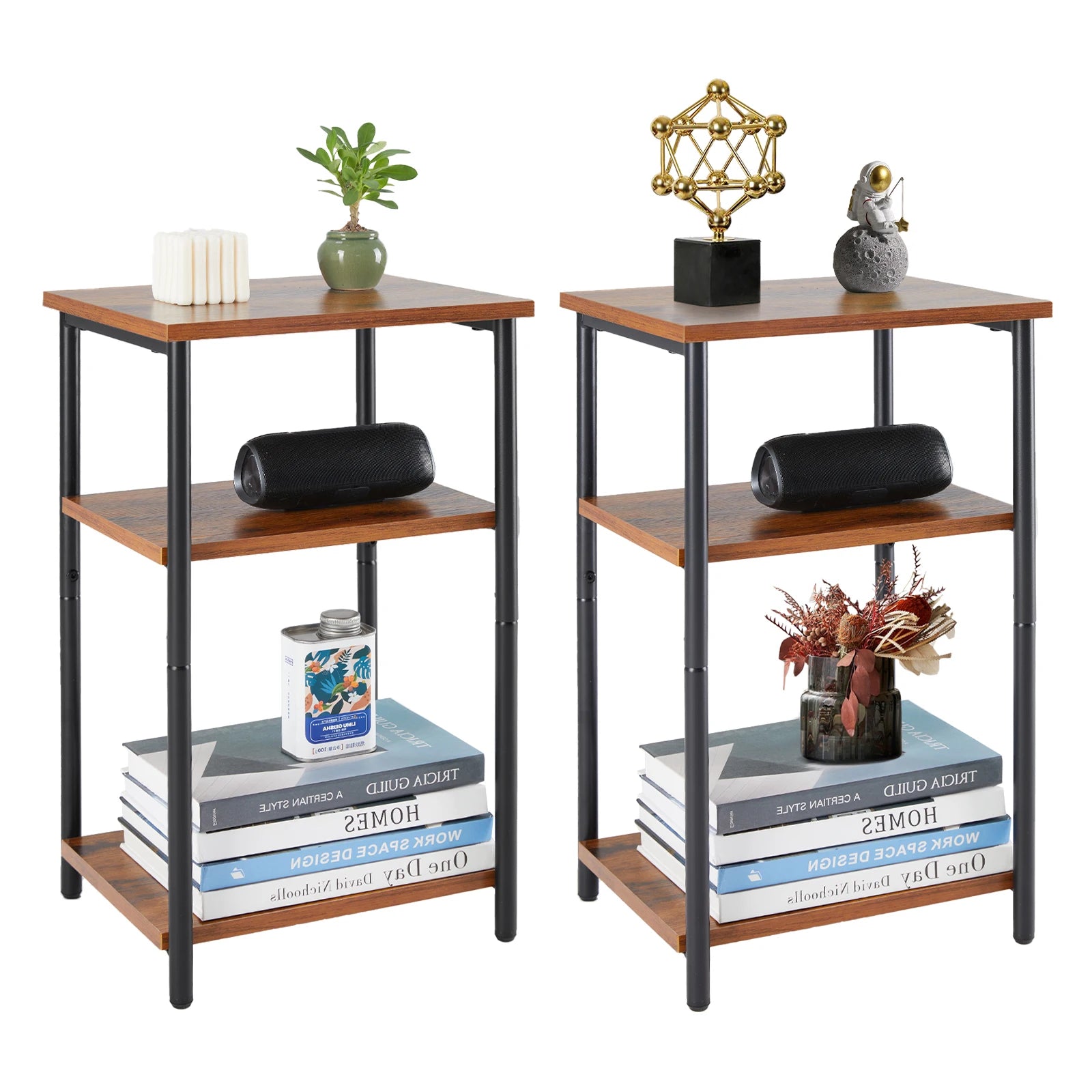 2/3-Tier End Table Side Tables with Adjustable Feet