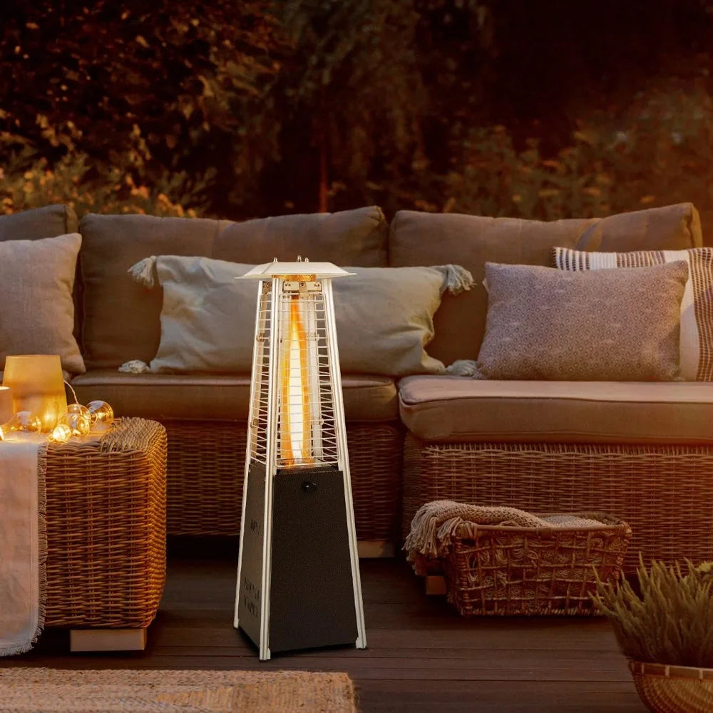 Portable Outdoor Tabletop Heater, 10,000 BTU with Tip-Over Protection & Crystal Glass Tube for Patio, Deck, Porch