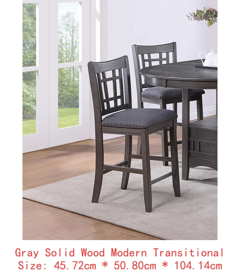 Contemporary 5pc Counter Height Dining Set, Round Table with Leaf & 4 Side Chairs