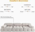 104" Minimalist Modular Sectional Sofas Modern Velvet Convertible Couches 3 Seats