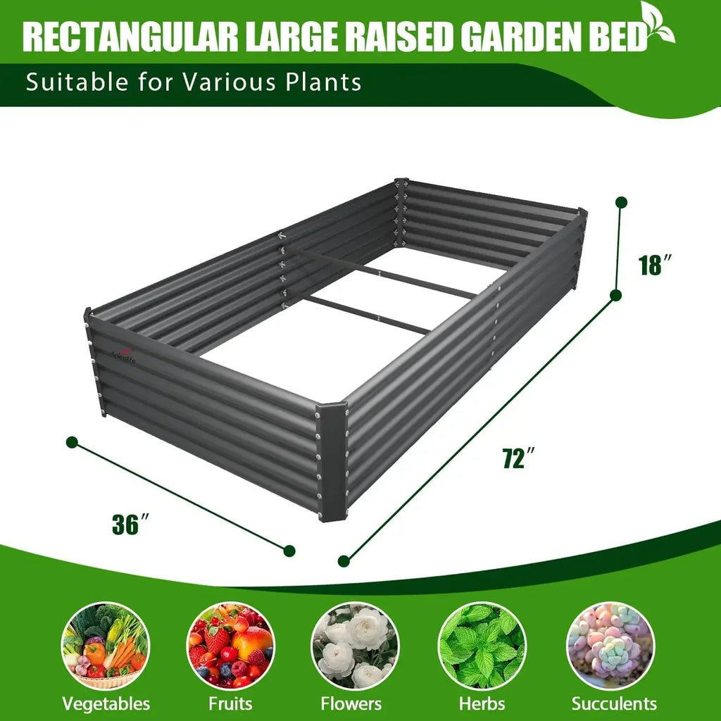 6X3X1.5 ft Rectangular Metal Planter Box for Planting Vegetables Flowers Herb,