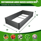 6X3X1.5 ft Rectangular Metal Planter Box for Planting Vegetables Flowers Herb,