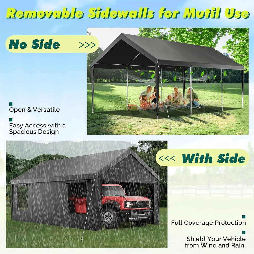 Durable 12x20ft Portable Garage with Galvanized Frame, Waterproof and UV Protection