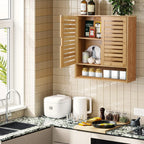 Wall Mounted Bathroom Cabinet Storage Shelf Bamboo Medicine Cabinet