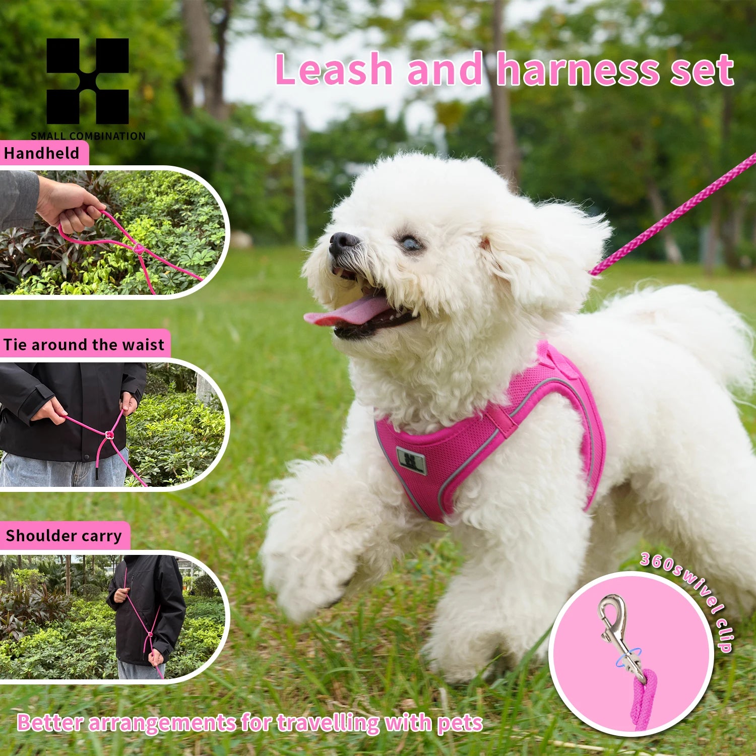 Dog Harness Leash Set for Small Medium Dog Adjustable Reflective Puppy Cat Harness