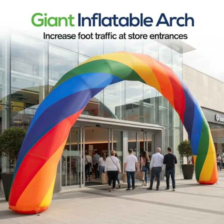 Inflatable Rainbow Arch 20ftx10ft Outdoor Inflatable Archway for Birthday Party Garden Decoration Holiday Advertising Display -