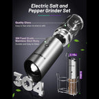 2pcs electric salt and pepper grinder set, USB rechargeable salt and pepper grinder set, electric salt and pepper grinder