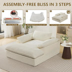 Beige Oversized Chaise Lounge Chair