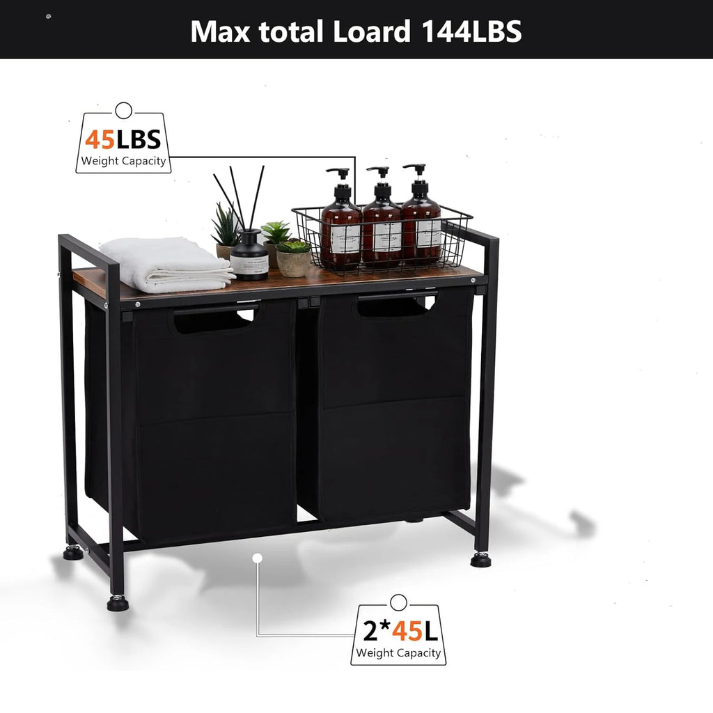 2 Section Sorter with Removable Laundry Bag and Top Shelf