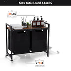 2 Section Sorter with Removable Laundry Bag and Top Shelf