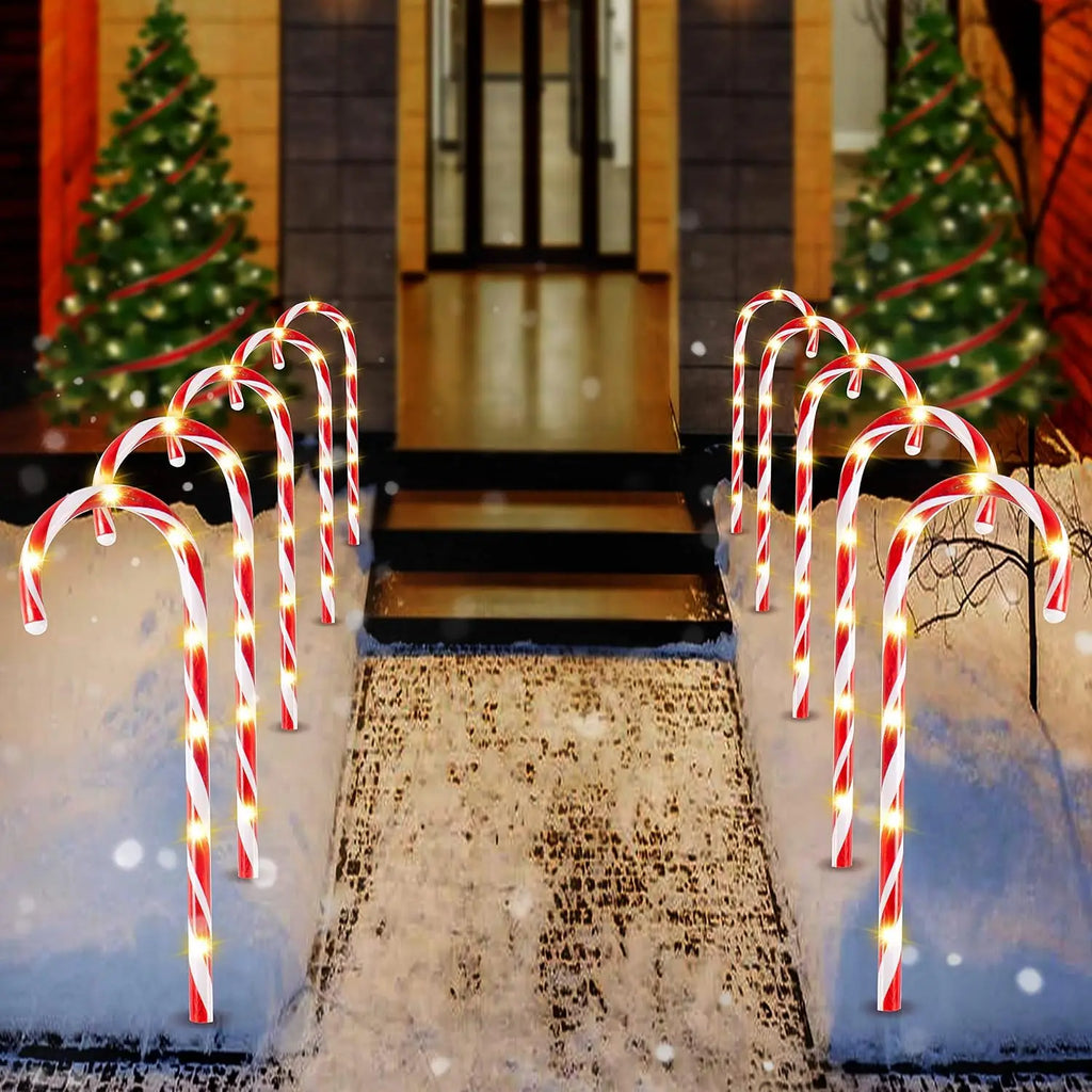 Set of 12 Candy Cane Pathway Marker Lights