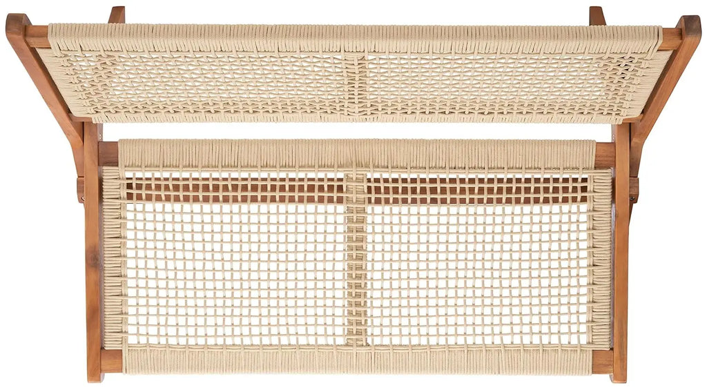 Natural Wood & Rope Foldable Bench Outdoor Patio Garden 48in, Customized