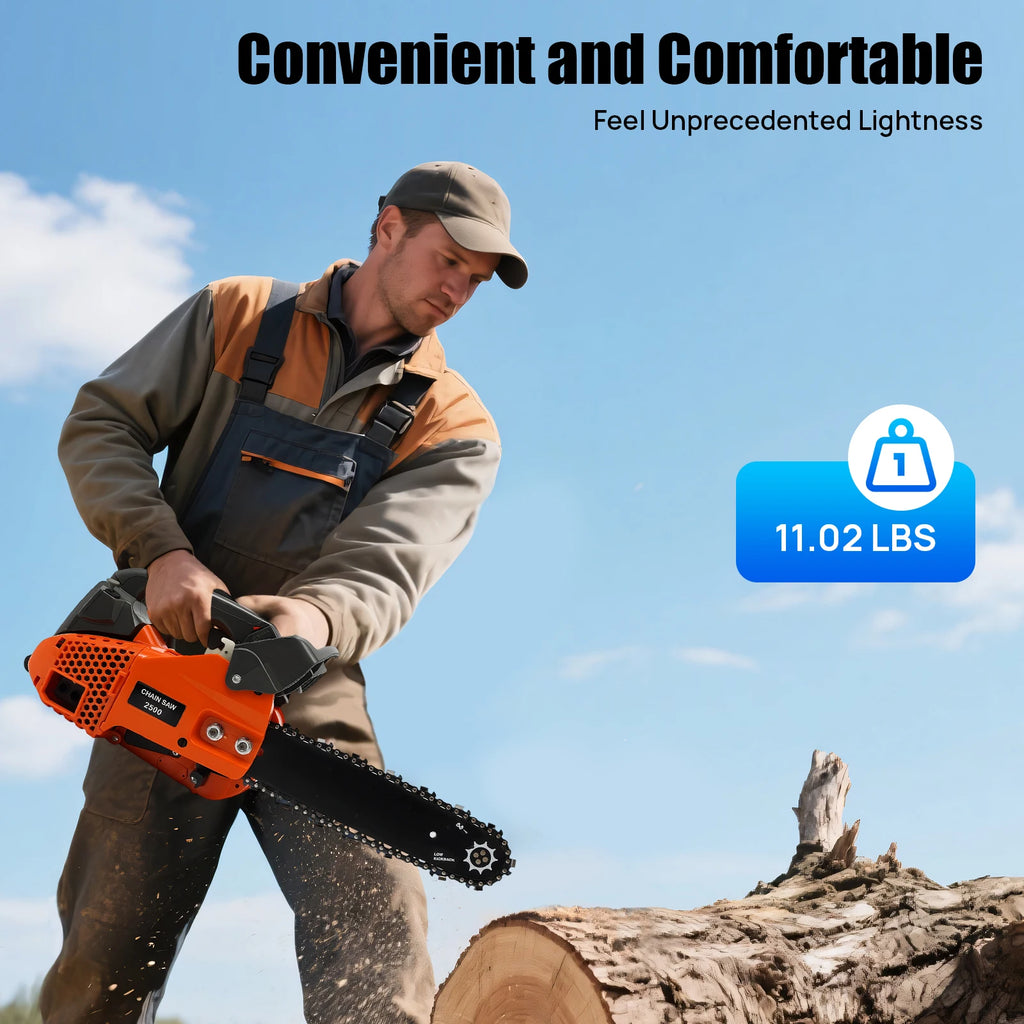 25.4cc Top Handle Chainsaw, 2-Stroke Engine