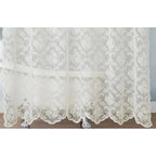 Ivory Shower Curtain with Attached Valance and Elegant Tassels. Standard Size 72 x 72 Lace Shower Curtain for Bathroom.