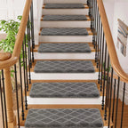 Bullnose Carpet Stair Treads Set -Non-Slip, Premium Soft，Skid Resistant, Washable, Reusable, and Easy to Install