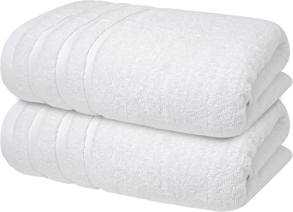 Luxury Cotton Bath Towels Set of 2, 27x54 Inches, Brilliant White - Soft and Absorbent for Ultimate Comfort