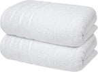 Luxury Cotton Bath Towels Set of 2, 27x54 Inches, Brilliant White - Soft and Absorbent for Ultimate Comfort