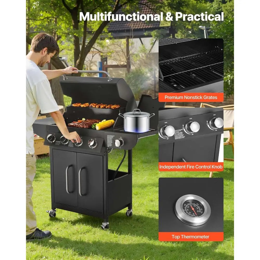 4-Burner Propane Gas Grill with Side Burner, 425 Sq. In.