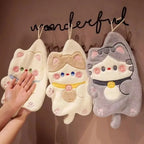 Cute Cat Hand Towel Quick Drying Kitchen Cleaning Rag Coral Velvet Cartoon Animal