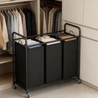 3-Bag Laundry Basket with Rolling Wheels, 35.6 Gal(135 L)