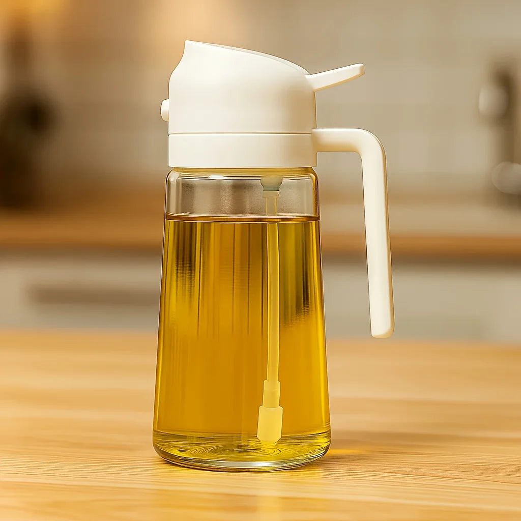– 15.89oz, Dual-Use Spray & Pour, Drip-Proof, for Air Fryer, Olive Oil, Soy Sauce,