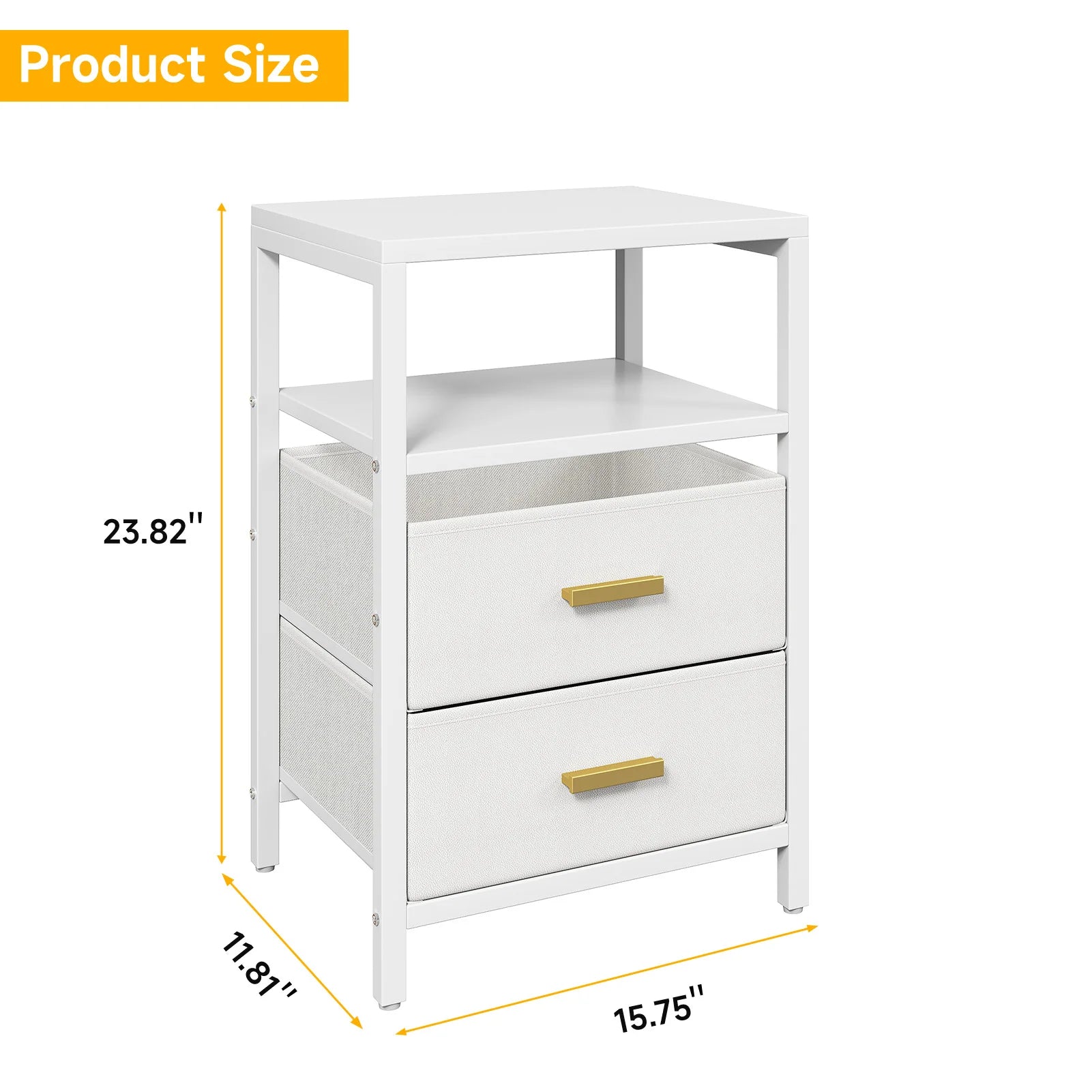 Modern Nightstand with 2 Fabric Drawers