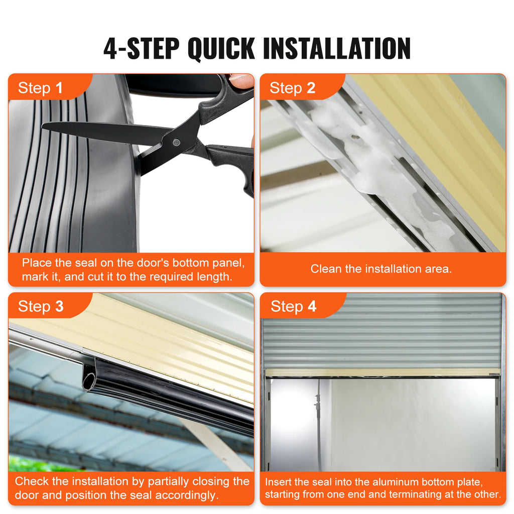 3m 4.8m 6m Garage Door Seals Bottom Rubber U Shape