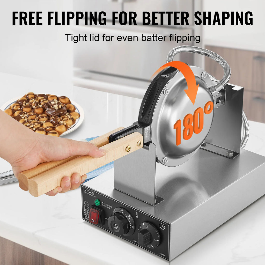 Commercial Egg Bubble Waffle Maker 1400W Non-Stick Stainless Steel