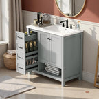 36" Modern Vanity with Ceramic Sink, Soft-Close Drawers & Door,