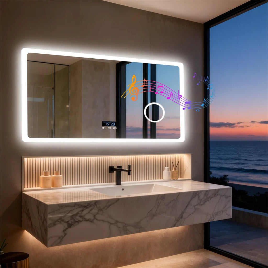 Bluetooth Bathroom LED Light Vanity Mirror 3X Magnify Dimmable