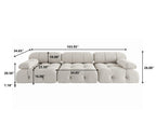 104" Minimalist Modular Sectional Sofas Modern Velvet Convertible Couches 3 Seats