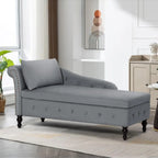 Velvet Chaise Lounge with Left Armrest & Storage Space