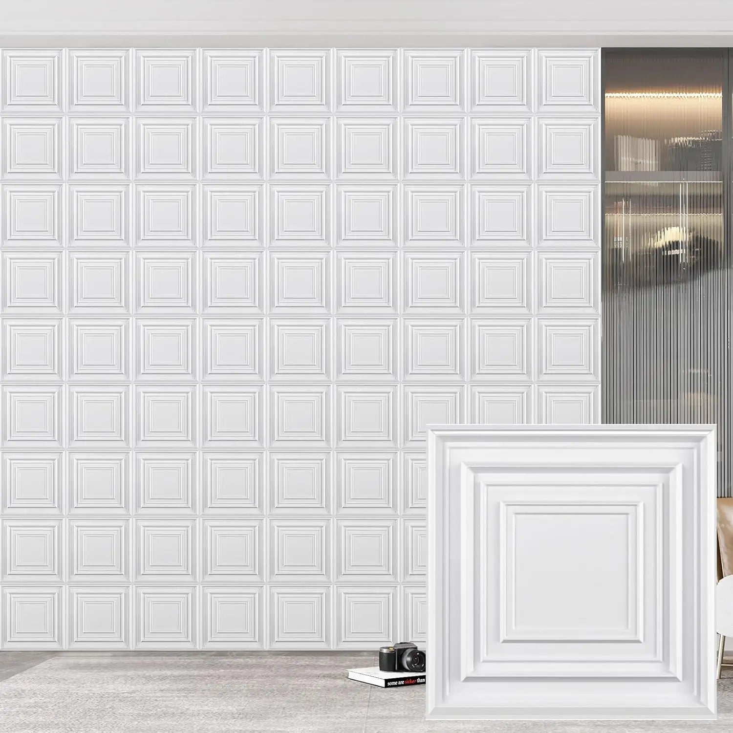 30 pack 3D wall panel. PVC flower textured wall panels. 11.8x11.8 Double-Sided Tape.