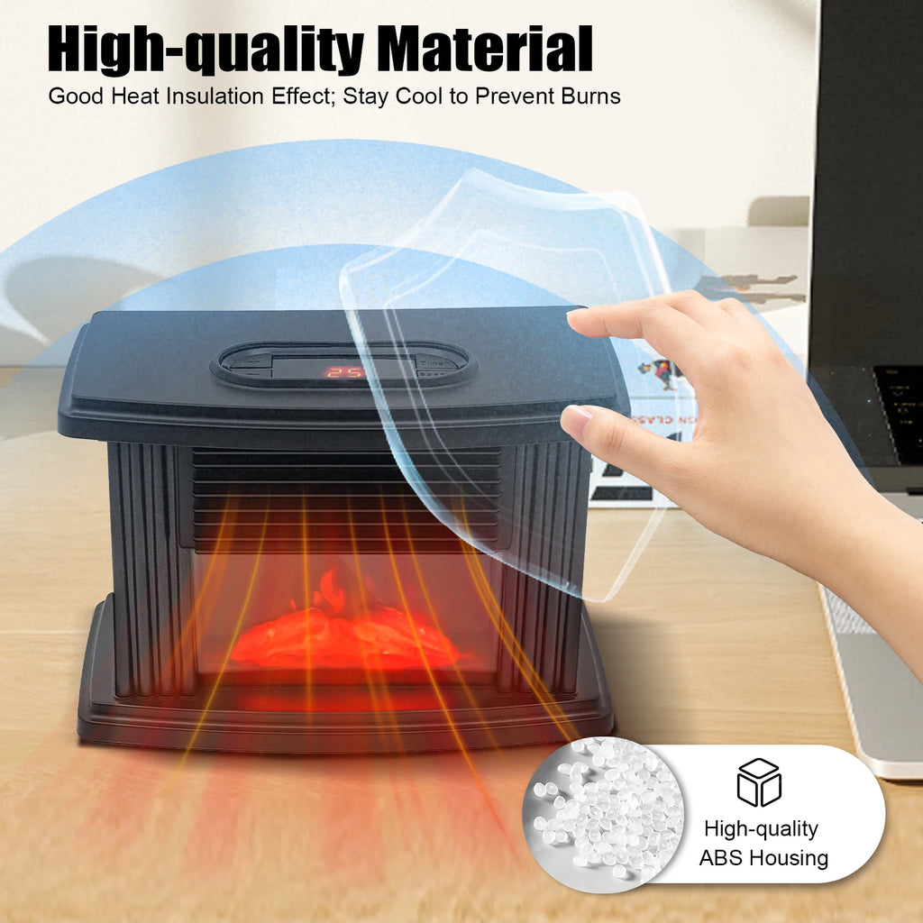1000w Electric Fireplace 3D Carbon Fire Air Heater Mini ABS Warmer Fan Radiator Warm Blower for Apartment RV Bedroom