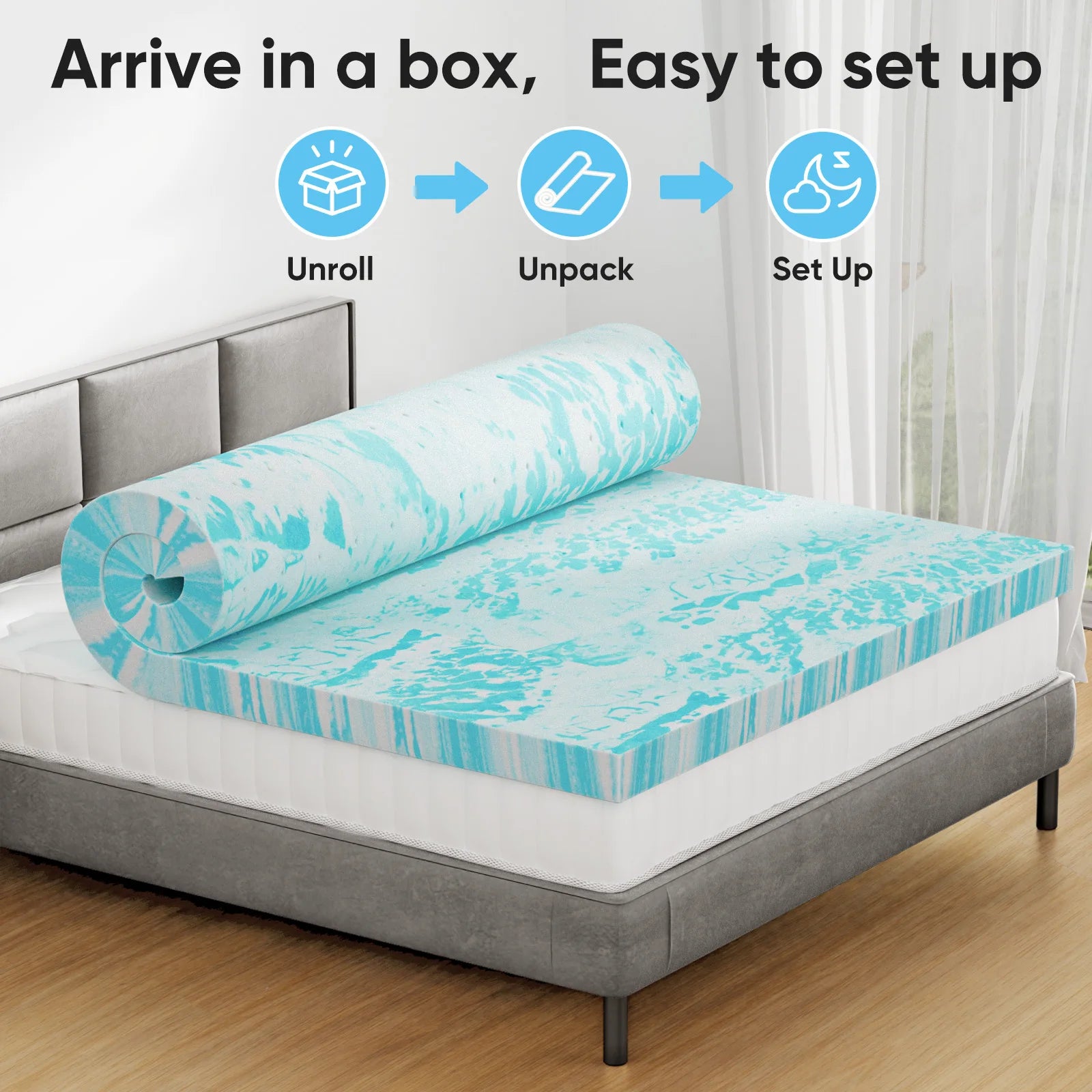 2-3 Inch Gel Memory Foam Mattress Topper Full Size Cooling Mattress Soft and Breathable