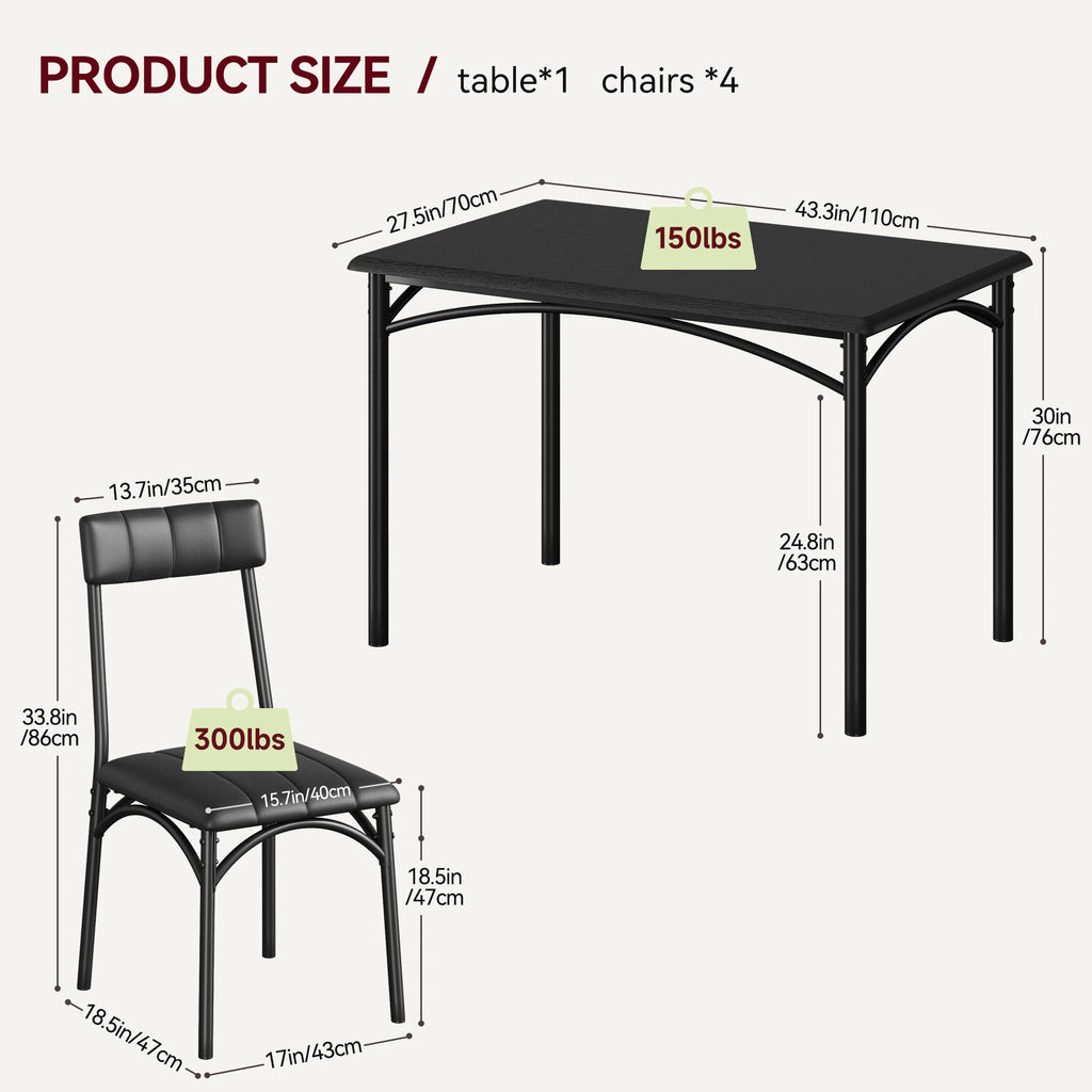 5-Piece Dining Table Set for 4,