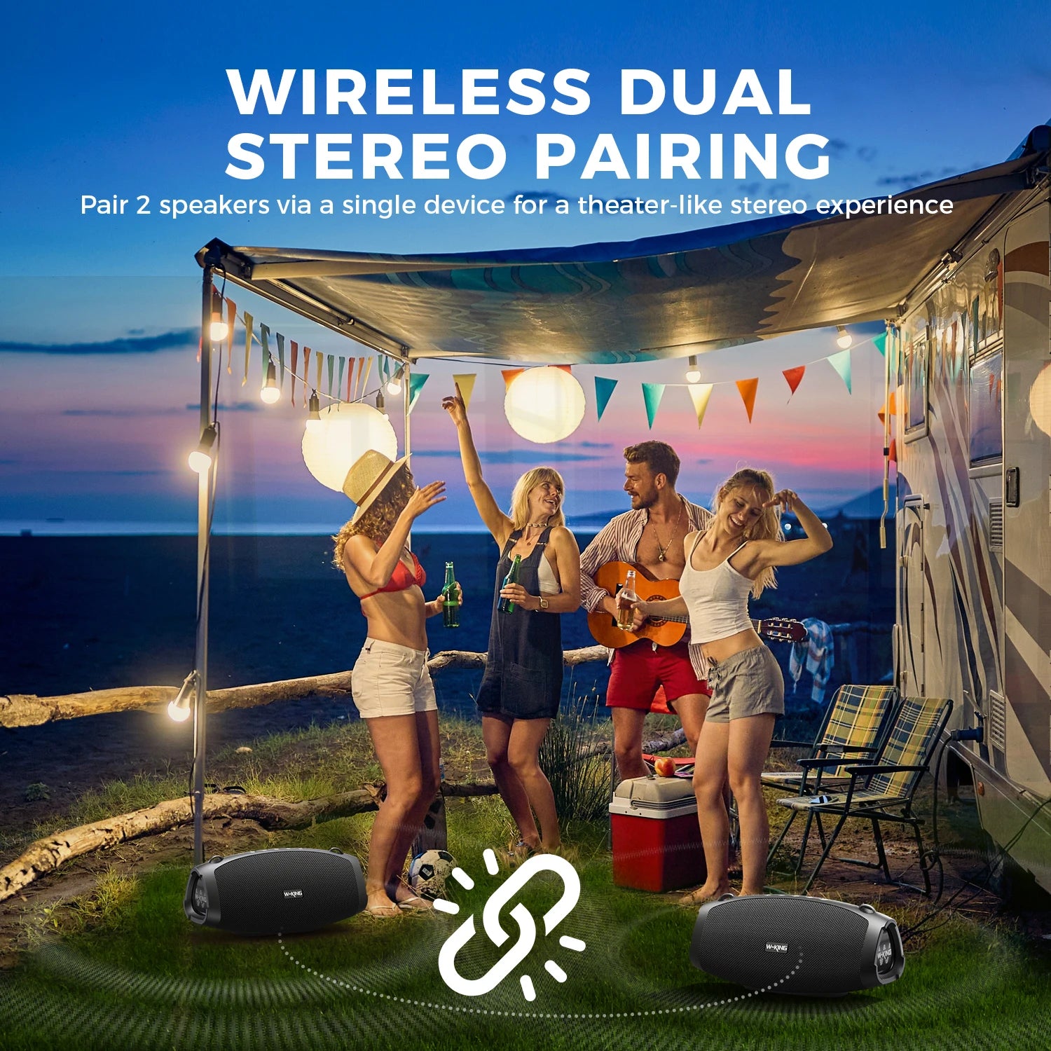 70W Portable Loud Bluetooth Speakers with Wireless Microphone,