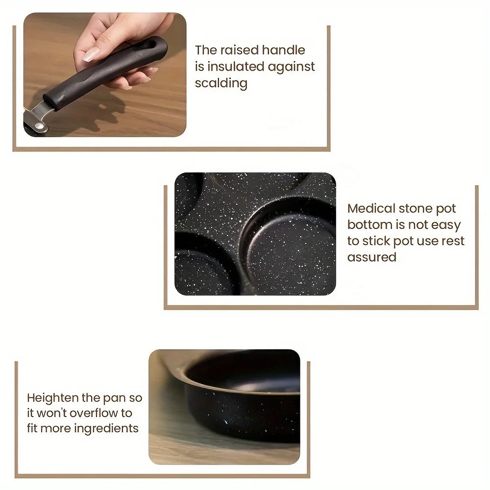 Non-stick iron omelette pan with four compartments for pancakes