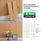 10pcs Self-Adhesive Wooden Stickers Wall Stickers Skirting Lines 10mm Thickness Suitable for All Indoor Places 17.72X4.72In