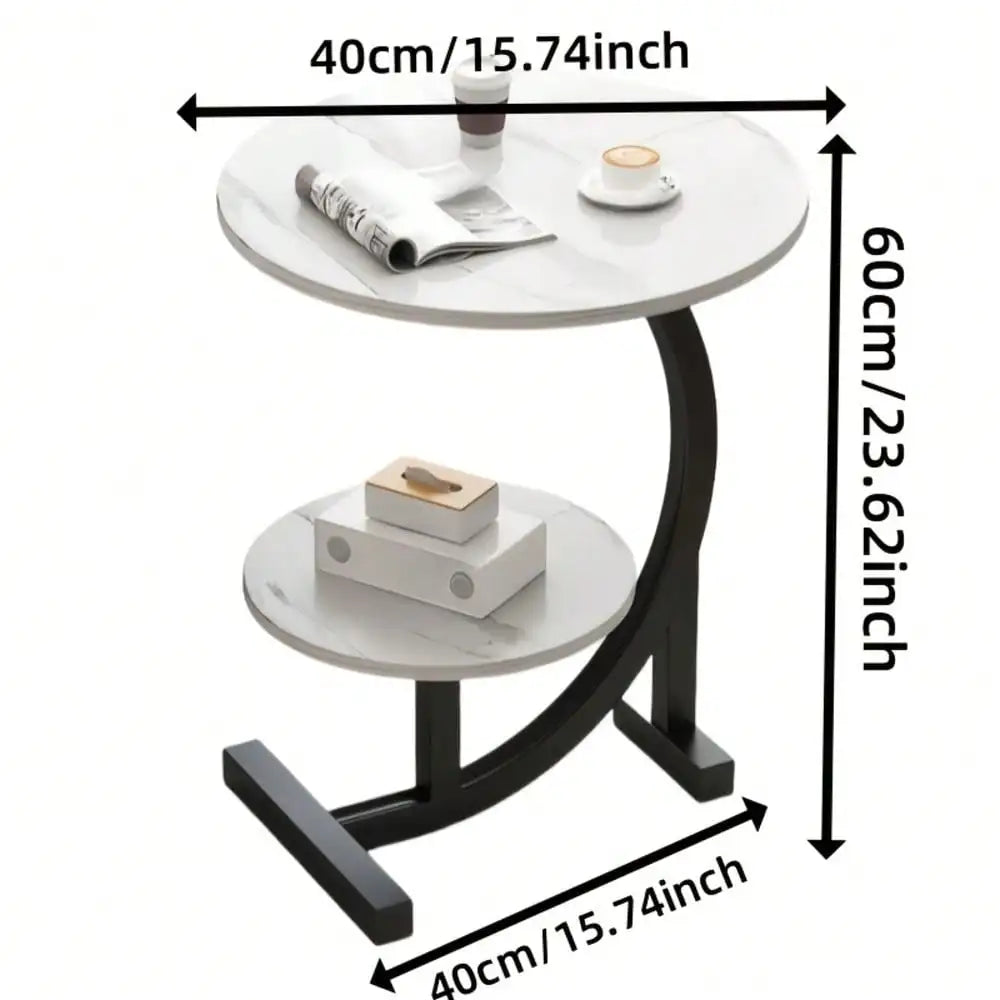 Space-Saving Modern Round Coffee Table - 2-Tier, Easy Assembly, For Living Room/Bedroom/Office, Scandinavian Wood Finish