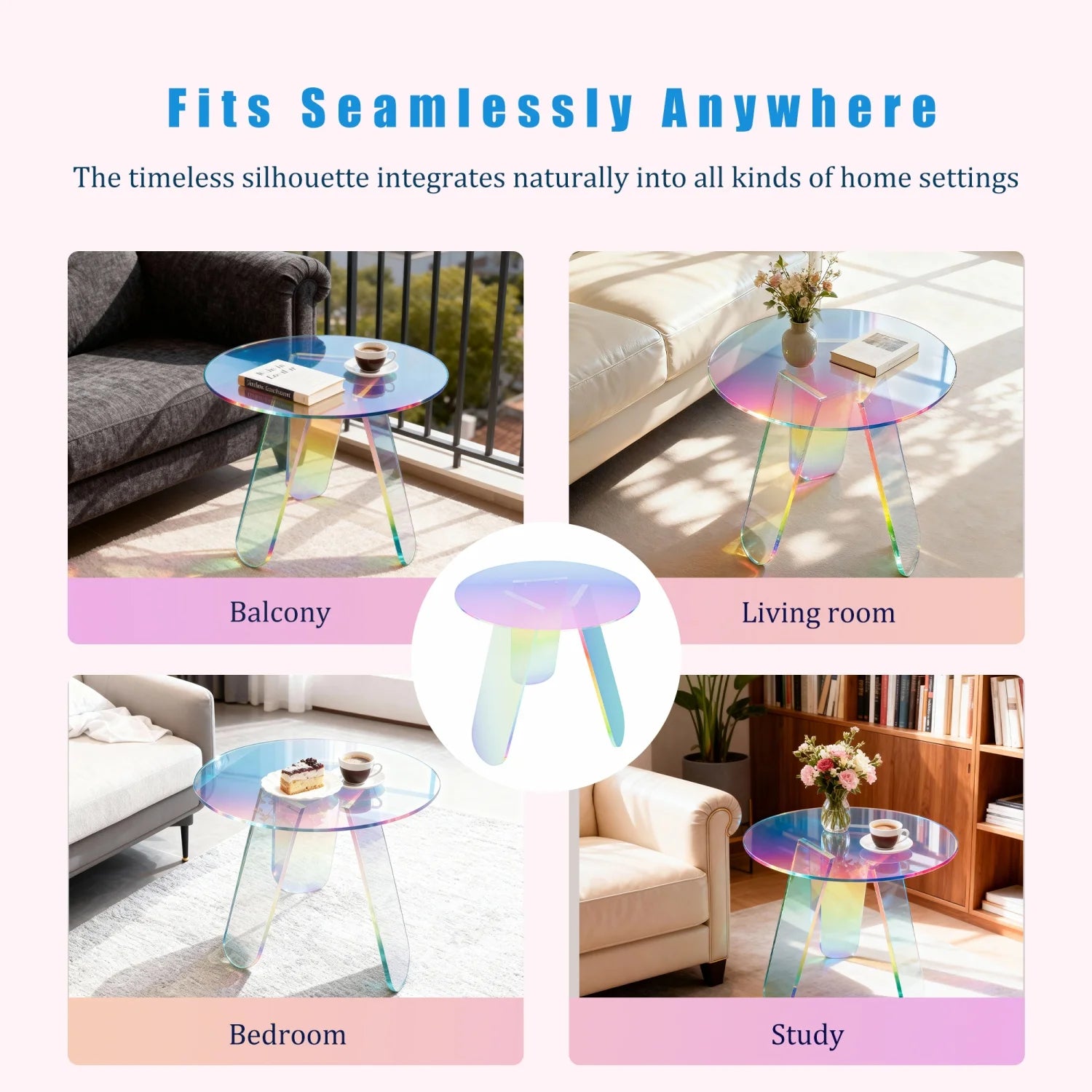 Round Iridescent Side Table