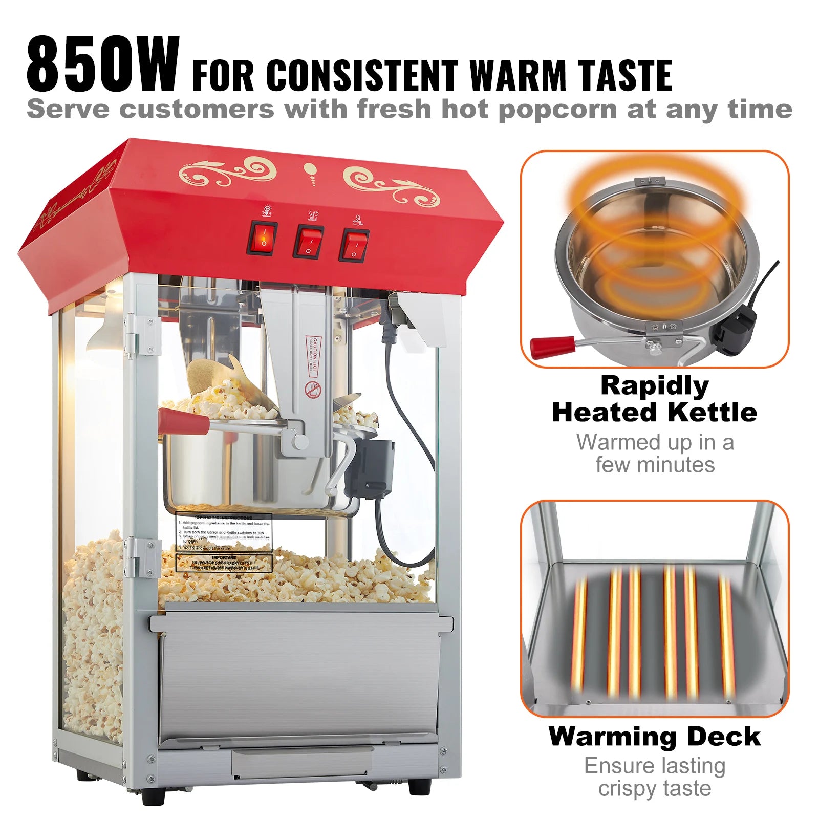 12Oz Electric Popcorn Maker with Scoop Spoon